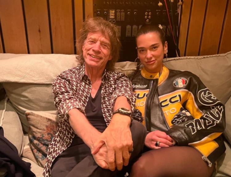 Dua Lipa compartió fotos con Mick Jagger en el estudio