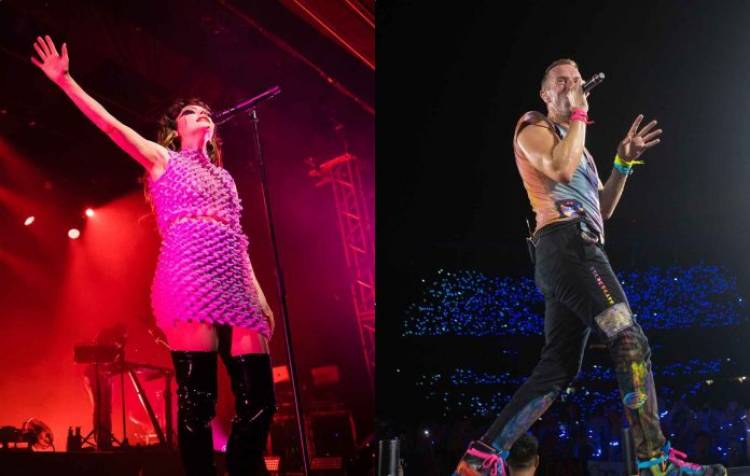 Coldplay da la bienvenida a Lauren Mayberry de Chvrches en el escenario para la presentación de 'Cry Cry Cry'